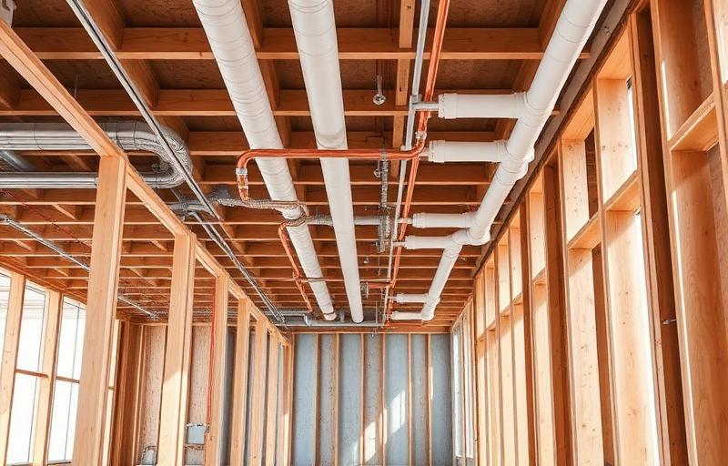 Commercial new construction plumbing rough-in in DFW